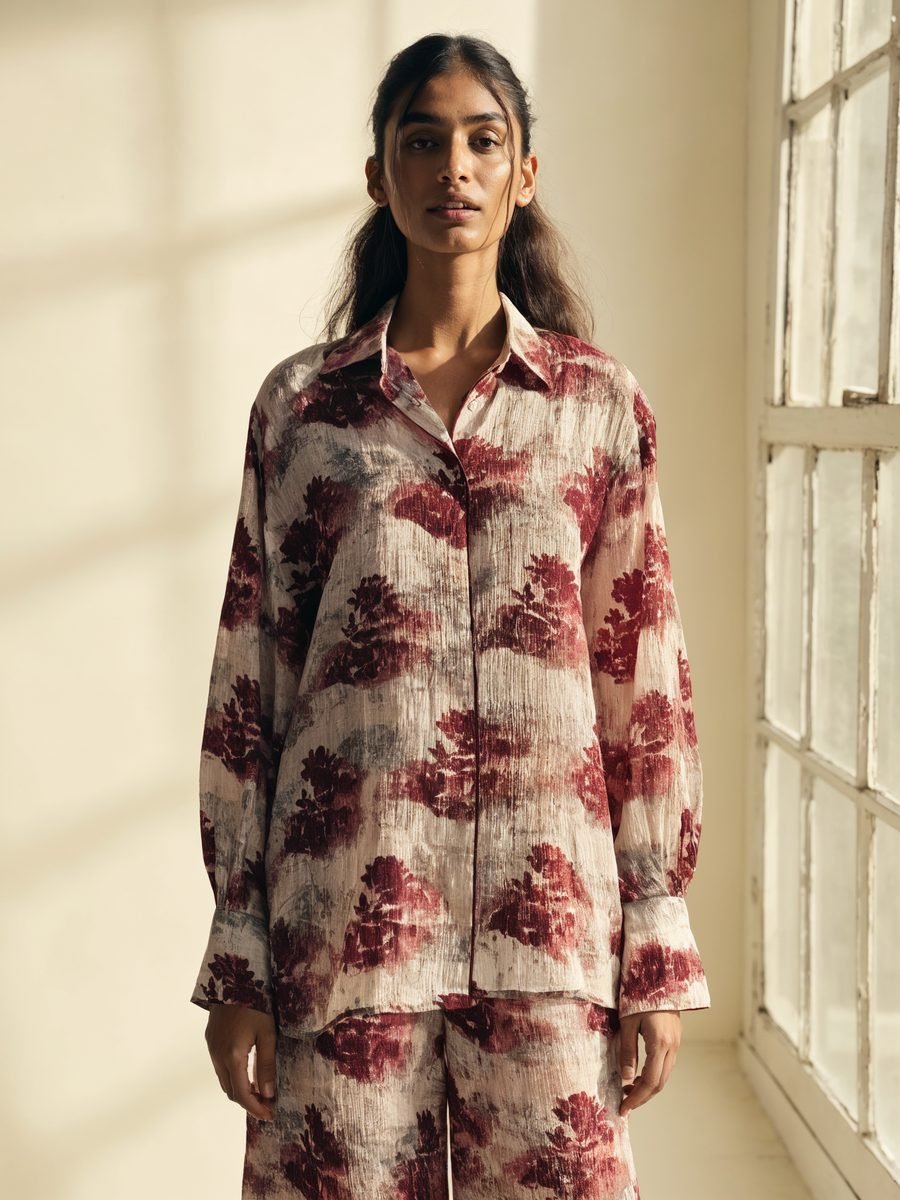 Model wearing a matching two-piece co-ord set